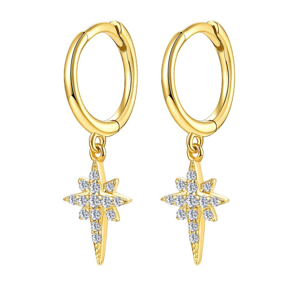 S925 Sterling Silver Star Diamond Stud Earrings for Women - Trendy, Fashionable, Cold Style, Versatile Design