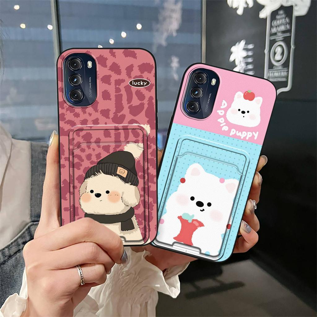 Dirt-resistant Cartoon Phone Case For MOTO G 5G 2022 Cute Durable Shockproof Full wrap Card slot Card bag Graffiti Cover