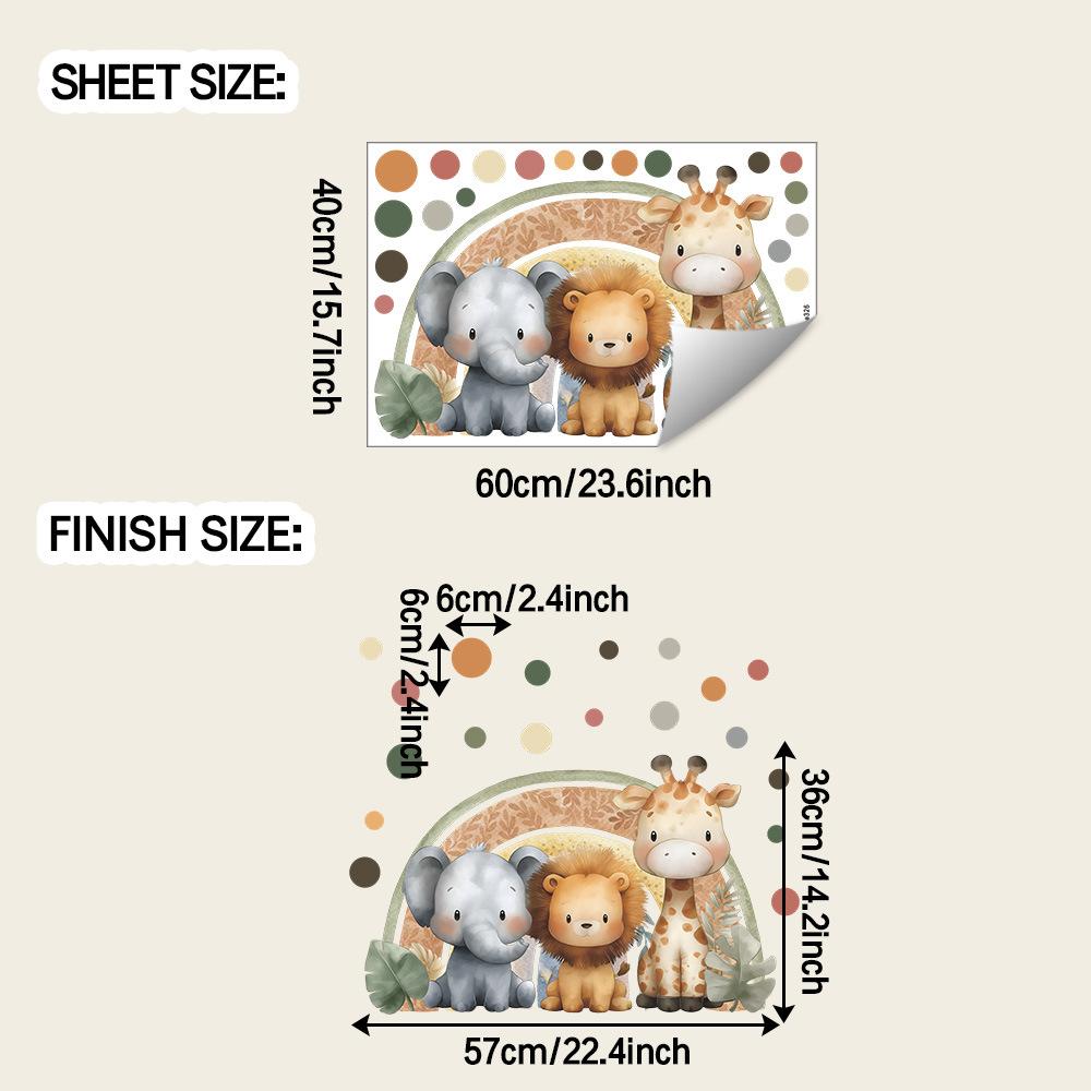 

Мультяшная радуга с маленькими животными и горошком, наклейки для украшения стен дома в детской комнате