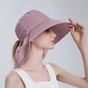 Women Snap Fastener Big Brim Hat Protection Visors Bucket Hat Sunscreen Fisherman Hats Outdoors Fishing Cap Ponytail Sun Hat