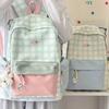 Plaid Schoolbag Female Students Versatile Small Fresh Junior High School Students Backpack Travel Backpack Tide Large Capacity College Style