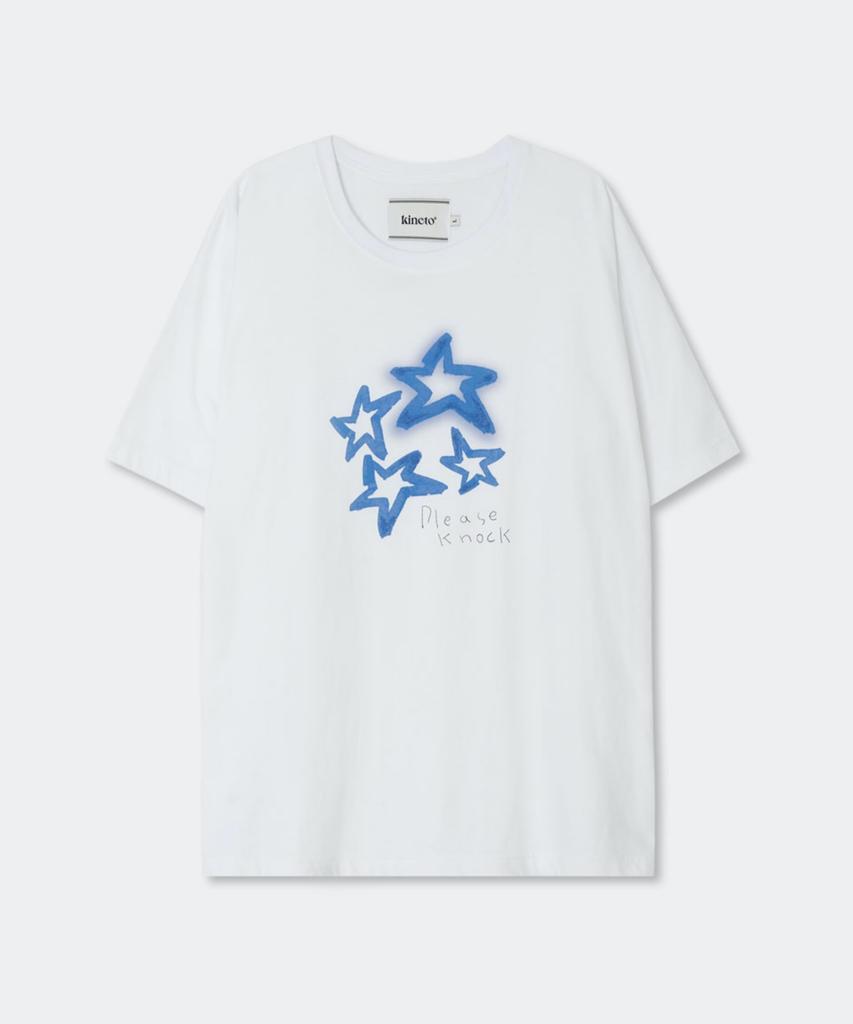KINETO Women Star Shine Embossed Print T-Shirt_White