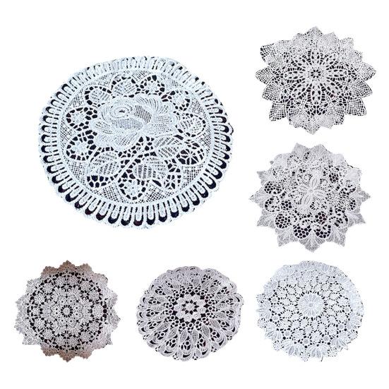 Round Lace Coaster White Lace Floral Coaster Retro Drink Coaster Heat Insulation