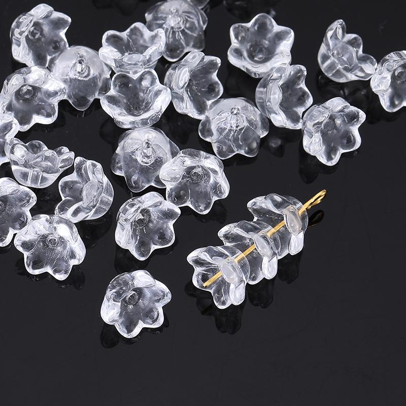 50Pcs/Bag 7X12Mm Colorful Bellflower Lampwork Beads Caps Glass Spacer Beads For Jewelry Making Diy Handmade Bracelets Hairpin