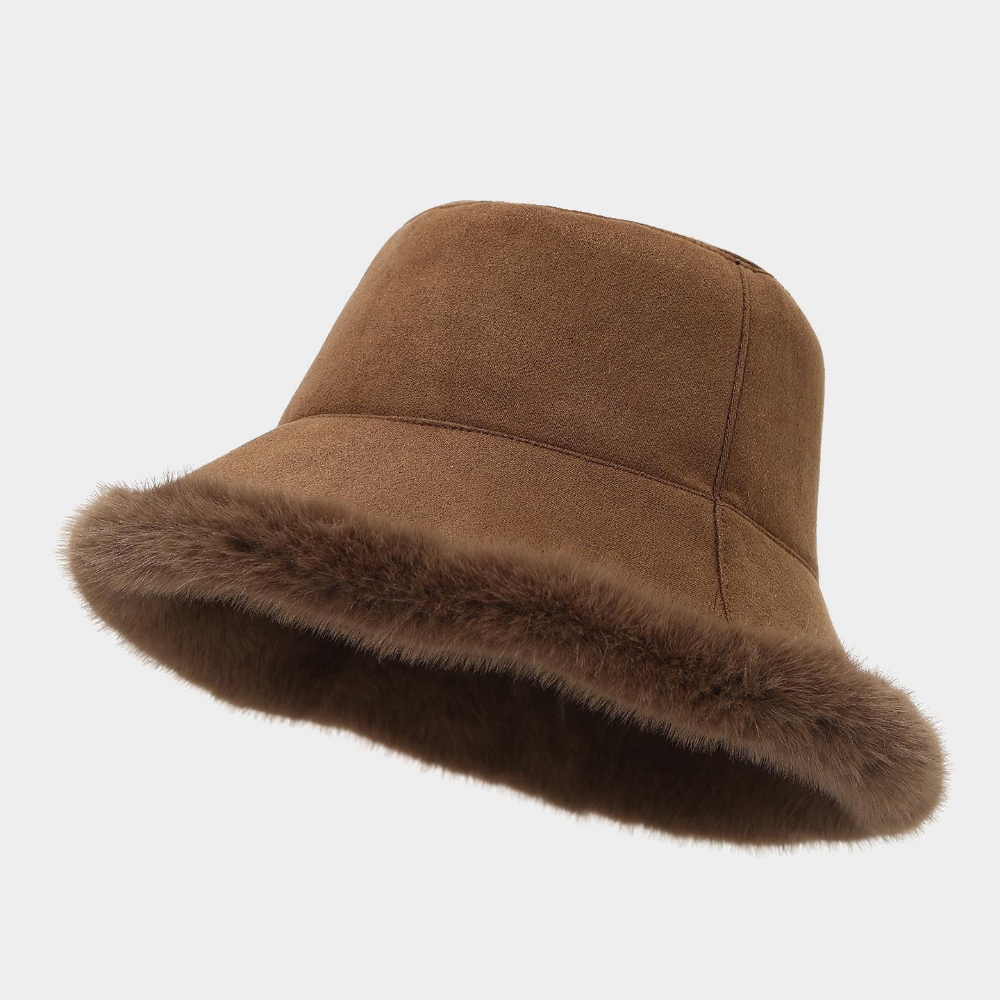 

Осенне-зимняя двусторонняя шляпа-панама, утолщенная плюшевая теплая шляпа-ведро, женская универсальная холодостойкая повседневная теплая плюшевая шляпа one size fits all темно-коричневого