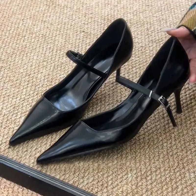 Fashion 2025 Designer Vintage Women's Mary Jane Shoes Fashion Shallow Slip On Shoes Elegant High Heels Office Lady