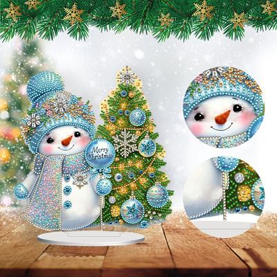 2D Flat Snowman Print DIY Desktop Diamond Art Kits 5D DIY Diamond Art Tabletop Decorations Diamond Painting Desktop Decorations