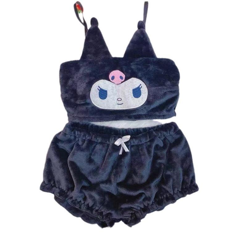 Kawaii Korallfleece Besticktes Warmes Oberteil mit Ohren - Damen Herbst/Winter Kollektion