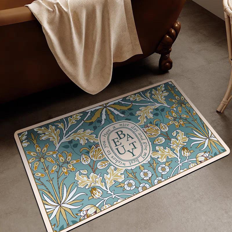 Nordic Vintage Bathroom Dirt Resistant Wear-resistant Easy Care Mat Bathroom Door Moisture-wicking Quick Dry Diatomium Mud Carpet