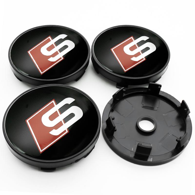 4Pc 56mm 60mm Car Wheel Center Cap Stickers Hub Covers Badge Decal Accessories For Audi Sline A1 A2 A3 A4 A4L A5 RS RS3 RS4 RS6
