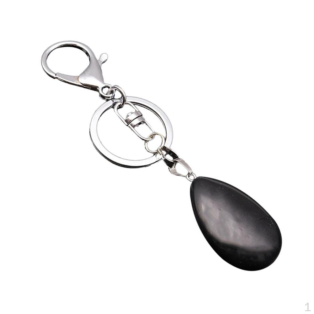 Gemstone Pendant Keychain with Lobster Clasp DIY Accessories Black