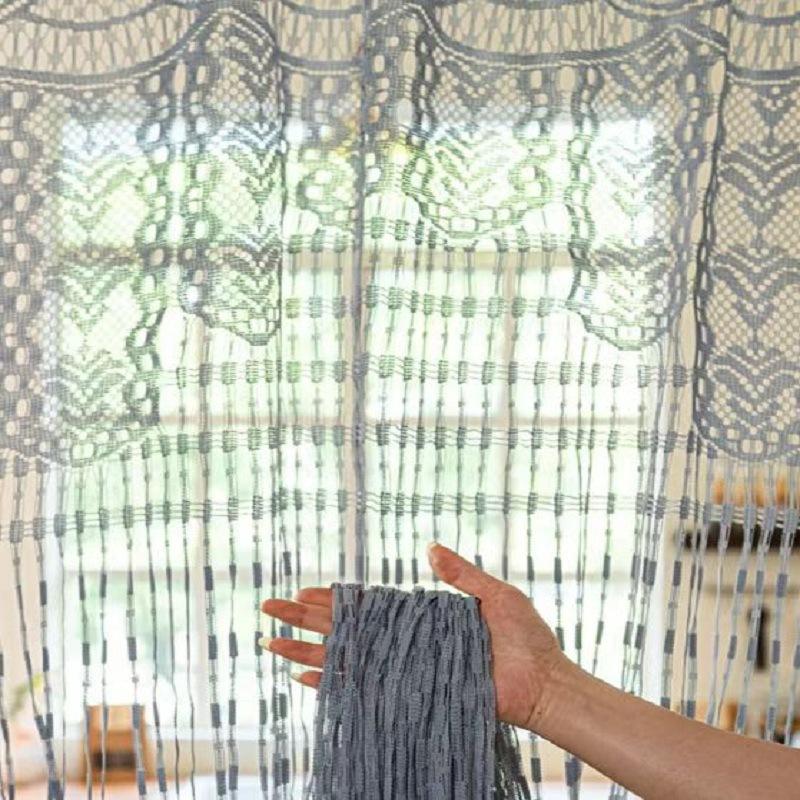 Jacquard Quasten Vorhang Raumteiler, 100x200cm Türvorhang für Wohnzimmer, Heimdeko Sichtschutz, Leichte Hängepartition
