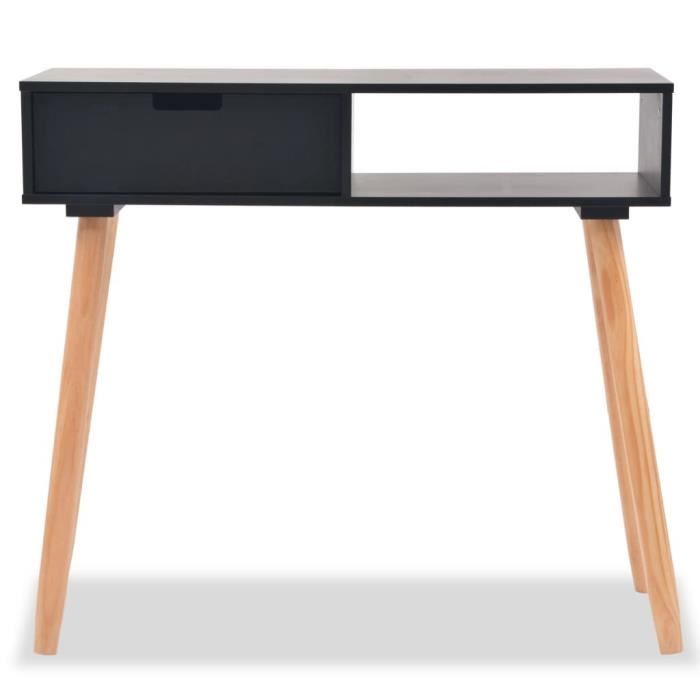 VidaXL Table console Bois de pin massif 80 x 30 x 72 cm Noir