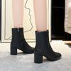 New Women Side Zipper Comfortable Mid Heel Ankle Boots Fashion Shoes Black Red White Square Heel Women Boots