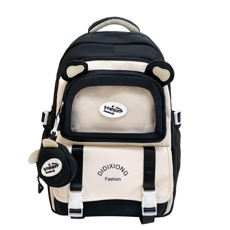 

New burden-reducing schoolbag female ins wind Korean cute junior high school students large capacity, high value backpack чорний