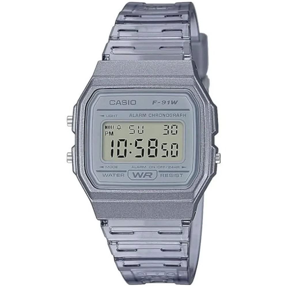 Casio F-91WS-8 Digital Quartz Unisex Wristwatch Clear Gray Cheap