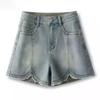 Summer 2025 Women's High Waist Light Wash Denim A-line Shorts