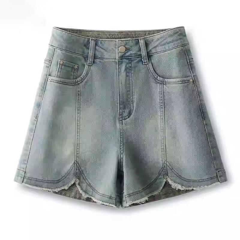 

Summer 2025 Women s High Waist Light Wash Denim A-line Shorts 30 [125-135 lbs] синий