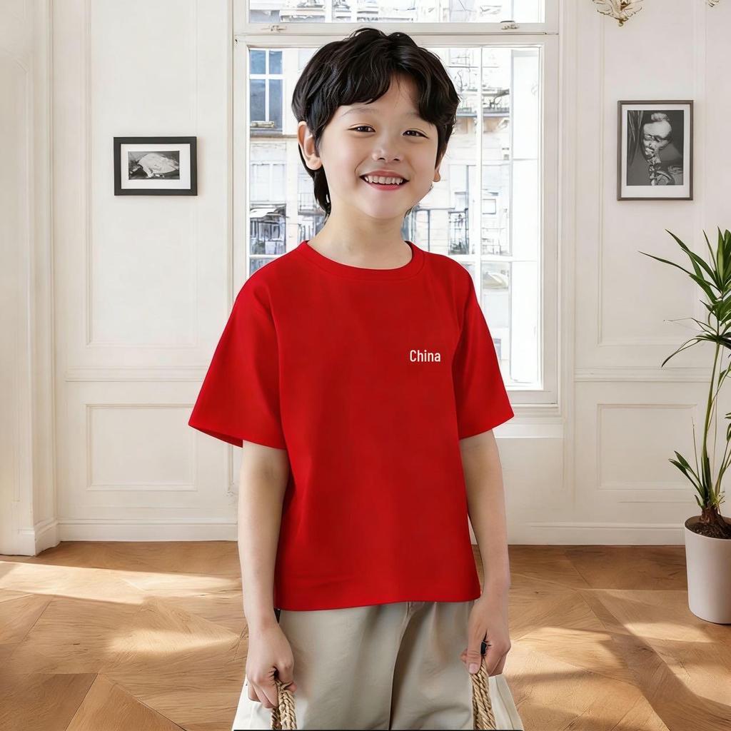 220g Kinder Cartoon Reines Baumwoll Kurzarm T-Shirt, Jungen & Mädchen Lässiges Trendiges Marken T-Shirt