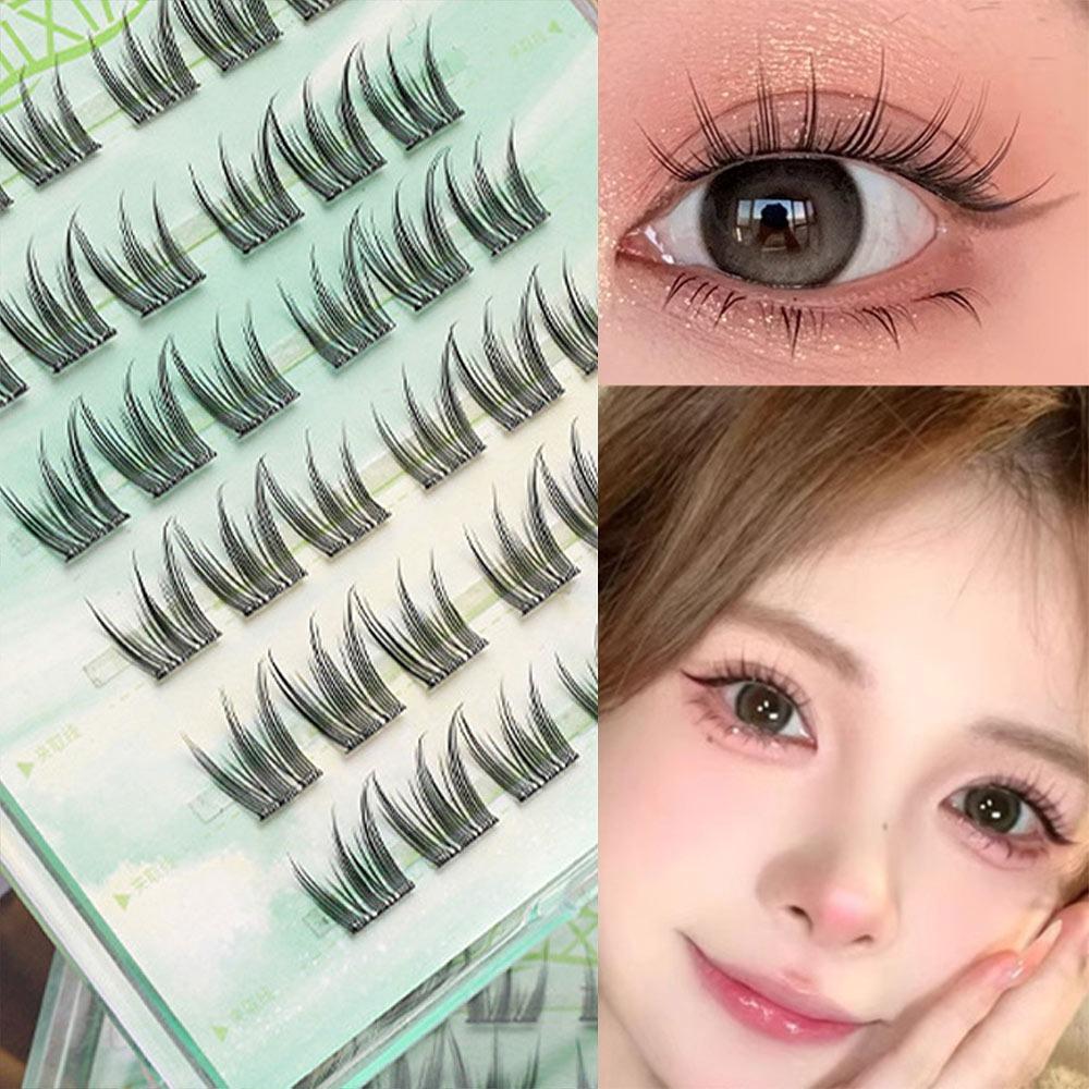 Glue Free Manga Lashes With Jelly Glue Strips 3D False Eyelashes Cat Elf Eyelashes  Party Supplies