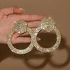 Fashionable irregular rhinestone round earrings with light luxury style design, high-end temperament earrings for women