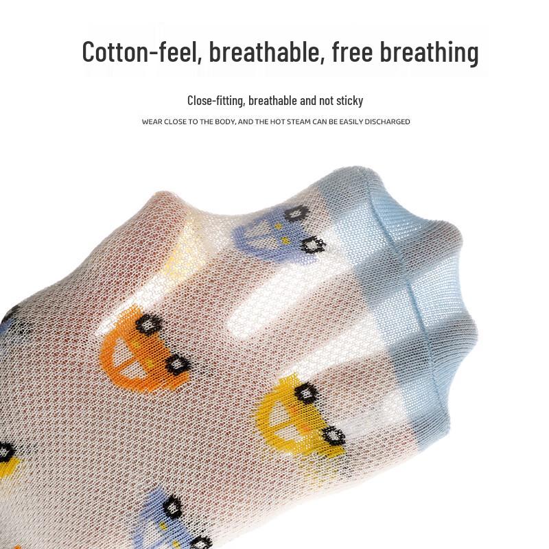 Boys' Summer Mesh Mid-Calf Cotton Socks (5 Pairs)
