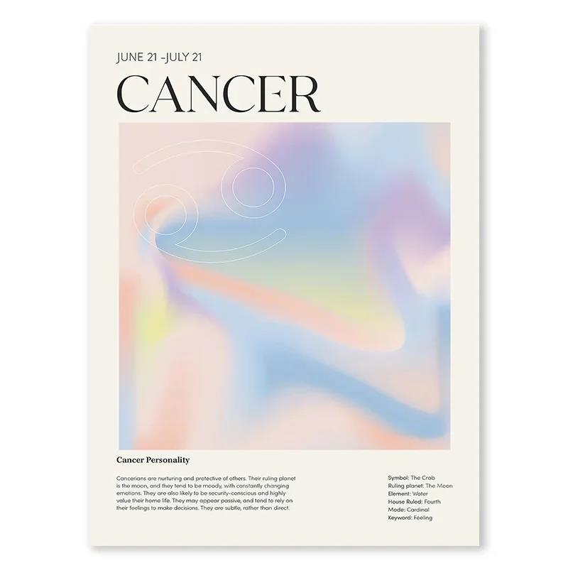 Painting Astrology Gradient Aura Zodiac Poster Horoscope Pictures for Living Room Decoration Constellation Wall Art Canvas
