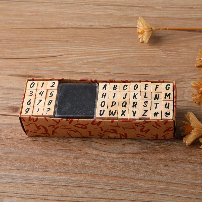 DIY Wooden Journal Stamp Set: Includes Numbers, Letters, Symbols, and Ink Pad for Journals