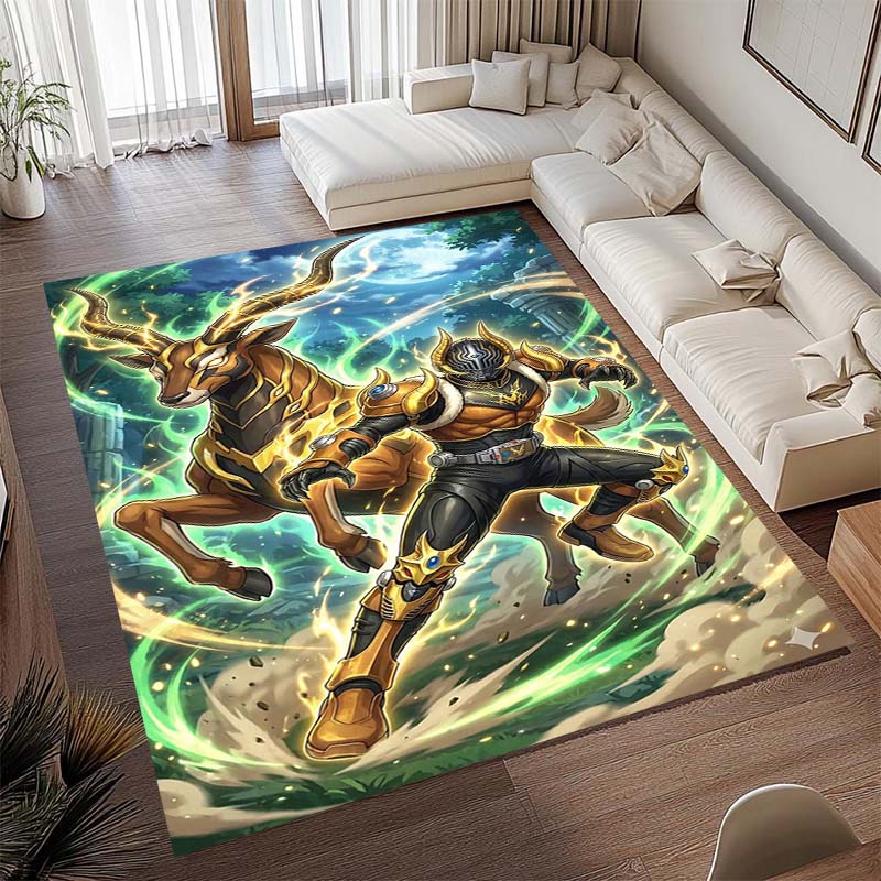 3D Printed Kamen Rider Rug, Suitable for Living Room, Bedroom, Table, Kitchen Doorway, Children's Non-slip Floor Mat.