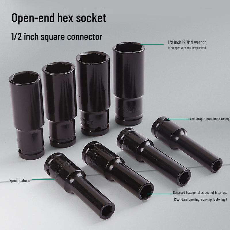 Extended Inner Hex Repair Tool Socket Set for Air Gun, 8-32 Electric Wrench Conversion Head, 1/2" Socket.