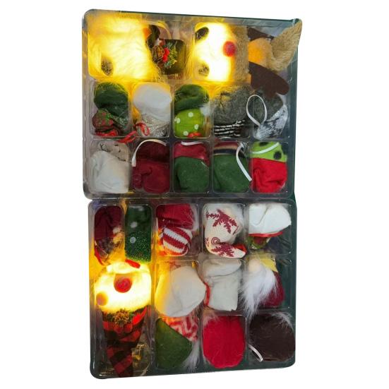 Gnome Advent Calendars 2025 24 Days Christmas Countdown Calendar with Light Up Collectible Figures Gnome Ornaments Gifts for Kids Boys Girls