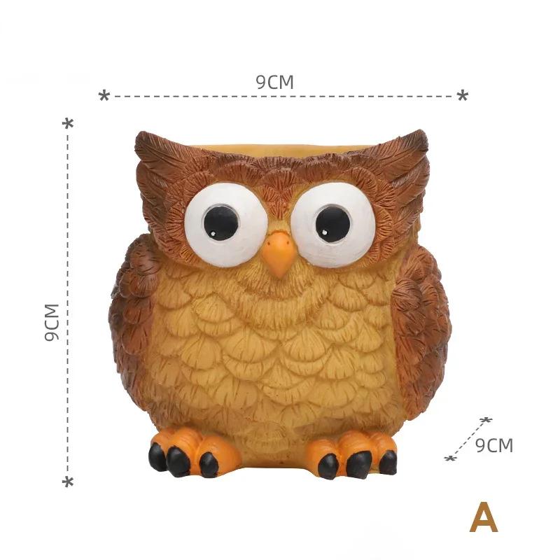 

Adorable Resin Owl Shaped Succulent Planter for Home Office Decoration Mini Ornament Fairy Garden Owls Statues