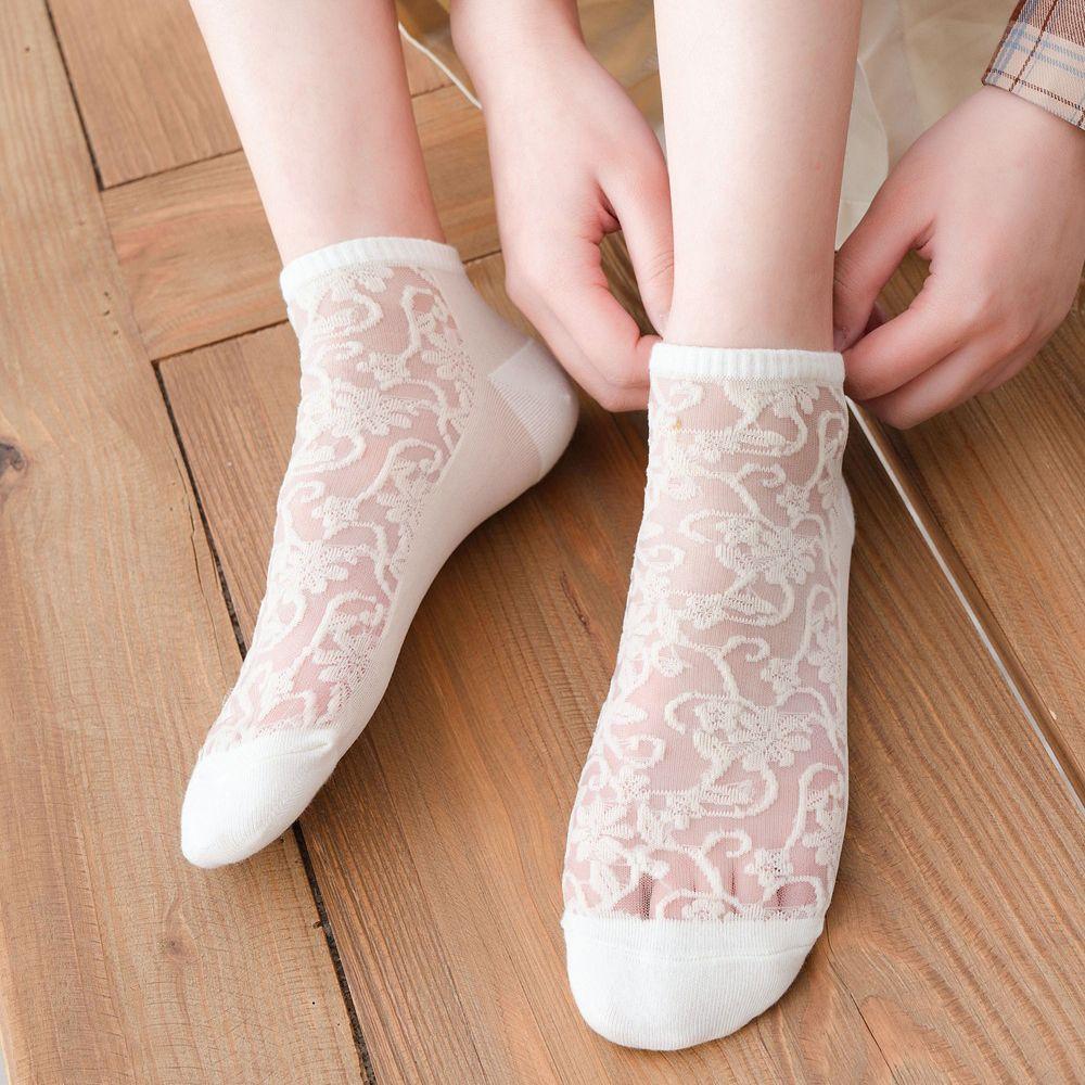 

Glass Silk Lace Comfortable Girls Fashion Women Flower Socks Short Hosiery Boat Socks Sock Slippers