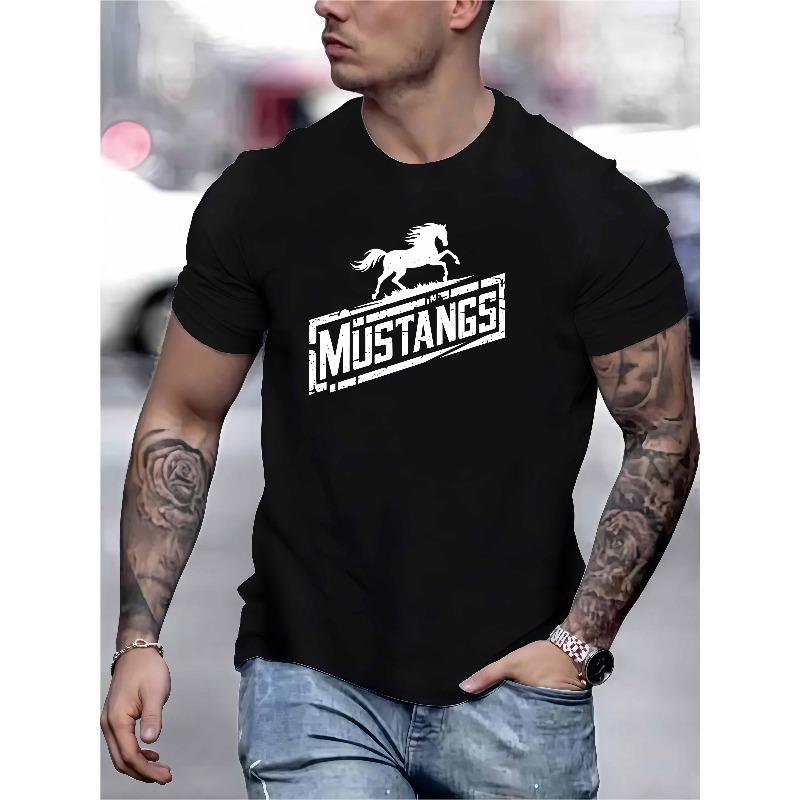 Herren T-Shirt - Distressed Galoppierendes Pferd Print Retro Amerikanisches Vintage Tee, Rundhals Lässiges Outdoor Trainingsshirt Geeignet für Fitnessstudio, Tägliche Kleidung