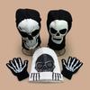 Halloween Skull Gloves Fluorescent Knitted Hat Men And Women Warm Spoof Hip Hop Personality Party Pullover Hat