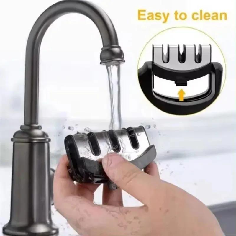 Afiador de facas profissional para acampamento, acessórios de cozinha, pedra de afiação rápida, tesoura, ferramenta multifuncional, suporte de diamante