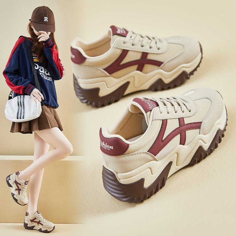 Popular dad shoes women's spring 2025 new women's shoes single soft-soled versatile niche thick-soled cotton shoes