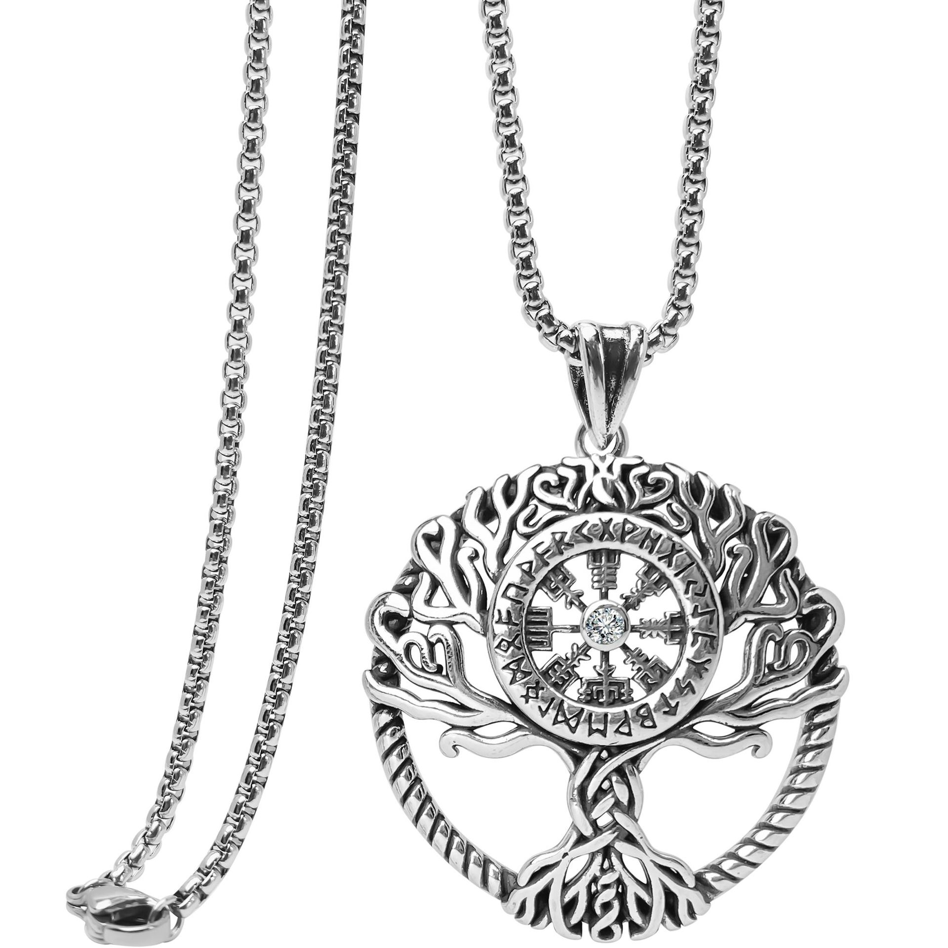 Viking Tree of Life Pendant Necklace Minimalist Hip Hop Style Chain Accessory