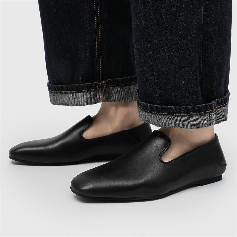 Frühling neue französische Retro schräge quadratische Zehen Pendlerschuhe einfach lässig Ein-Pedal flache Paar Einzelschuhe 8912