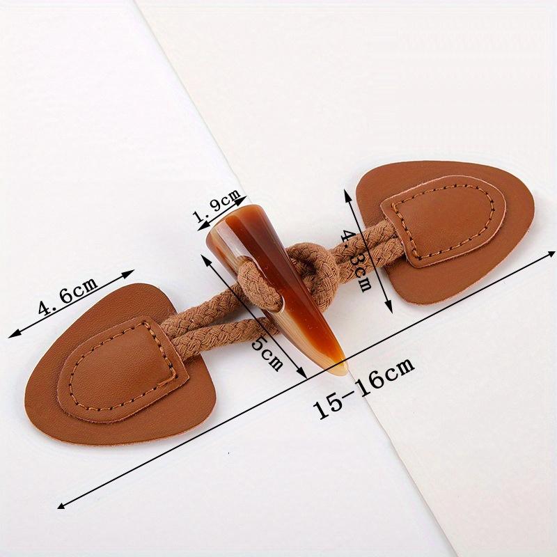 4 Pairs PU Leather Horn Buckle Toggle Button Fastener for Coat Jacket Duffle DIY Handmade Craft Sew On Clothing Sewing Decoration