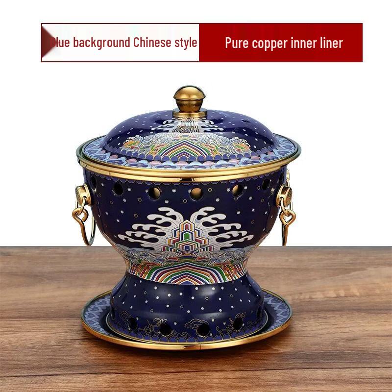Qiuqiao Cloisonne Pure Copper Alcohol Hot Pot