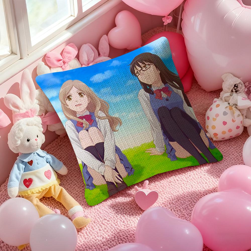 Girl For Love Anime Sasameki Koto Pillow Case Anti-Dustmite Pillowcase Invisible Zipper Silky Short Plush Sofa Cushion Cover