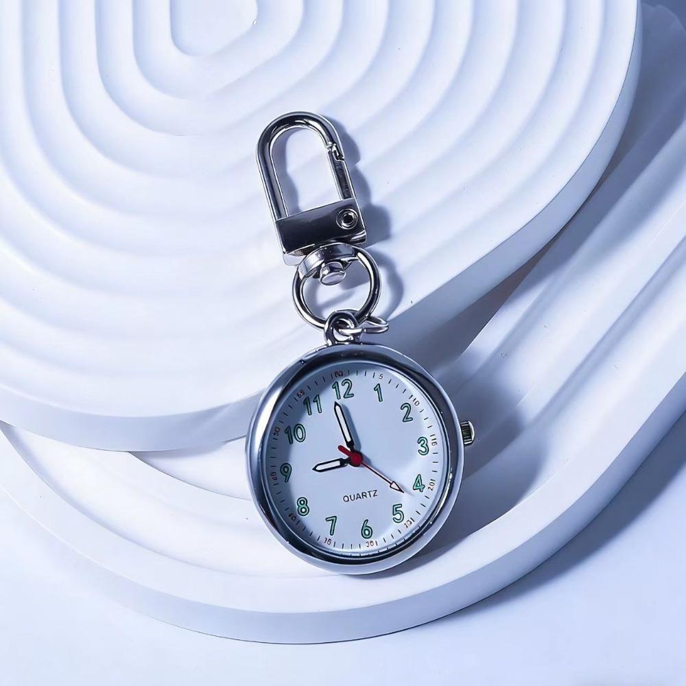 Metal Keychain Pocket Watch Easy Reading Minimalist Nurse Watch Key Chain Fob Clock Hospital Shift