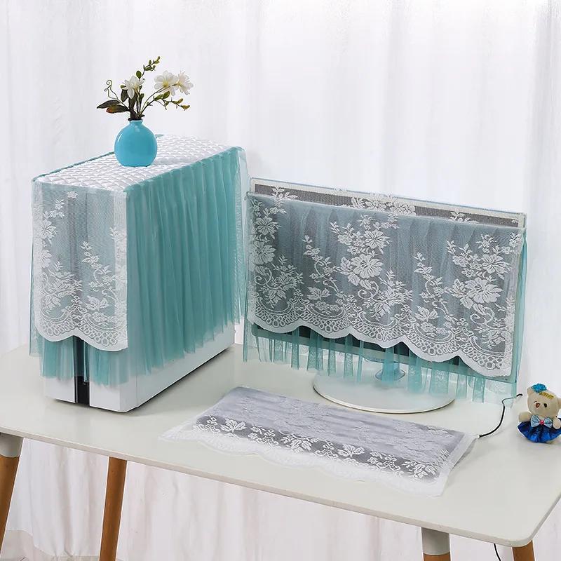 17/24/27inch 3Pcs European Lace Desktop Computer Dust Cover Computer Cover LCD Monitor Protective Cover Keyboard Dustproof