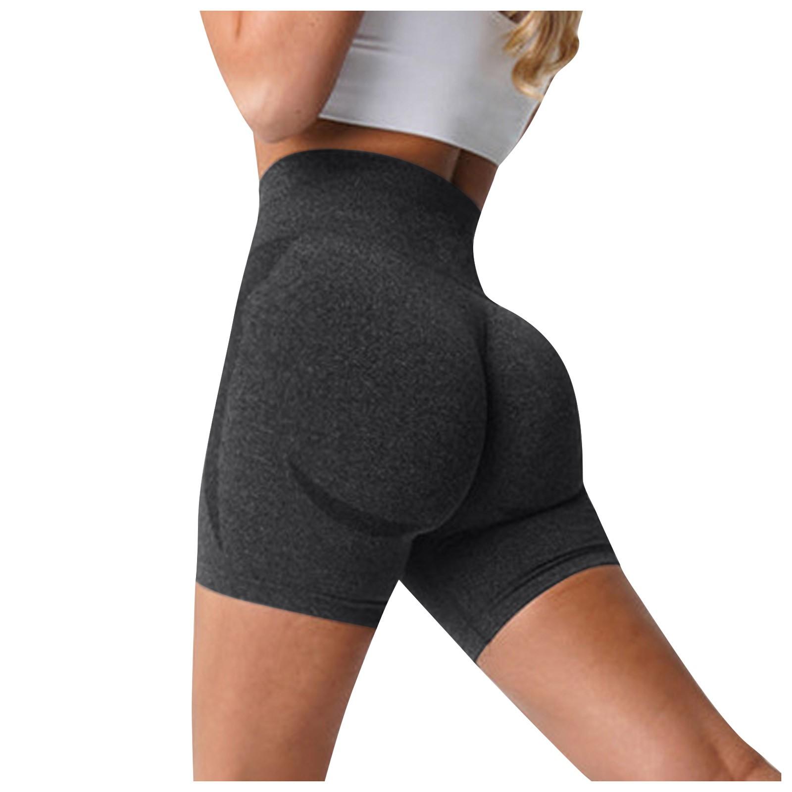 Women s Yoga Pants Booty Breathable Yoga Wear Color Elastic High Waist Exercise Base Shorts S