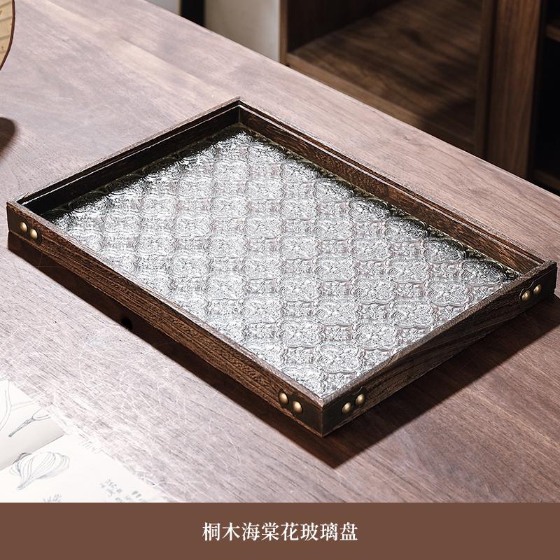 

Китайский поднос для чая из цельного дерева, домашний чайный сервиз, ретро-поднос для хранения цветов бегонии, чайная чашка, прямоугольный поддон для слива воды из орехового дерева для гостиной