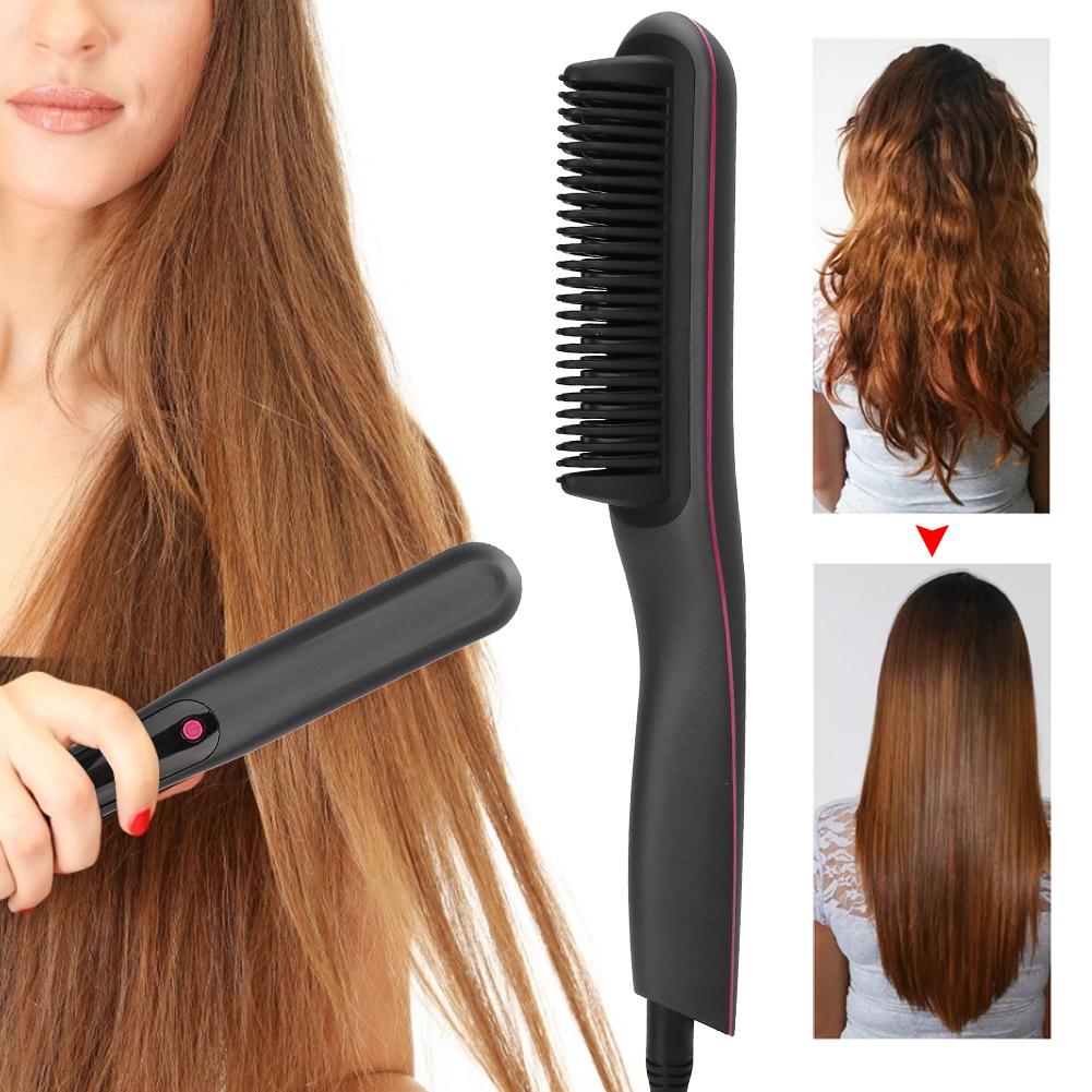 Pieptene electric de îndreptat părul anti-opărire perie de îndreptat barba  (gri )