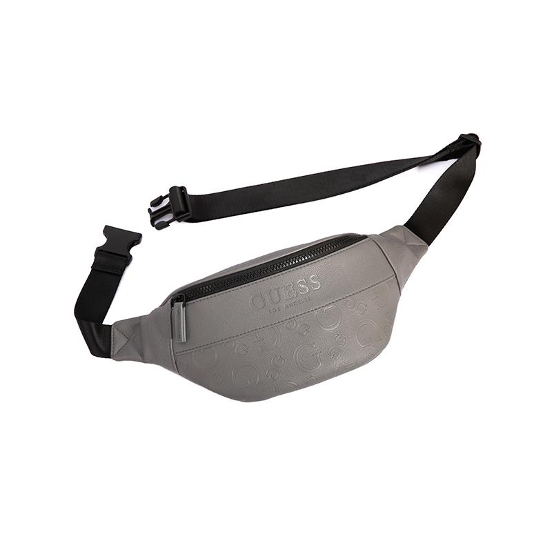 New GUESS Synthetic Leather One Shoulder Crossbody Fanny Pack Sling Bag Regular Men's Black/Dark Gray GSPLD882994BLA