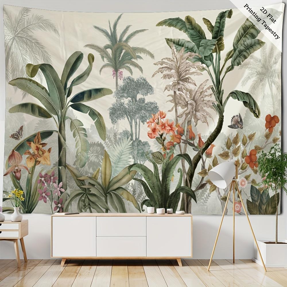 Palm Tree Tapestry Polyester Fabric With Tropical Plants Flowers And Jungle Motifs For Home Wall Decor And Ambiance Creation