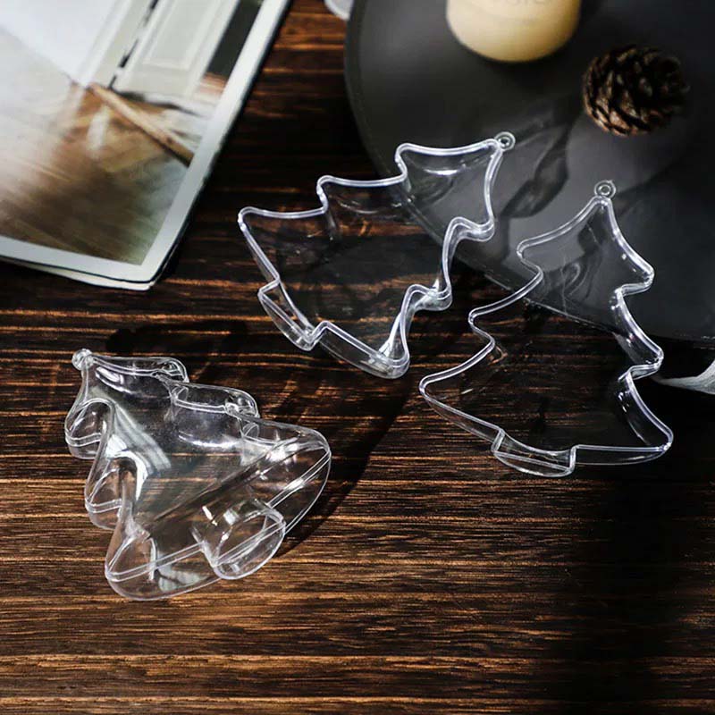 WTEMPO 10PCS Transparent Plastic Christmas Tree Shaped Decorative Boxes Christmas Decorations DIY Christmas Gifts Home Ornaments and Pendants
